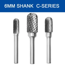 

6mm Shank Tungsten Steel Grinder Carbide Rotary File Milling Cutter Burr Engraving Single and Double Groove Heads Tools
