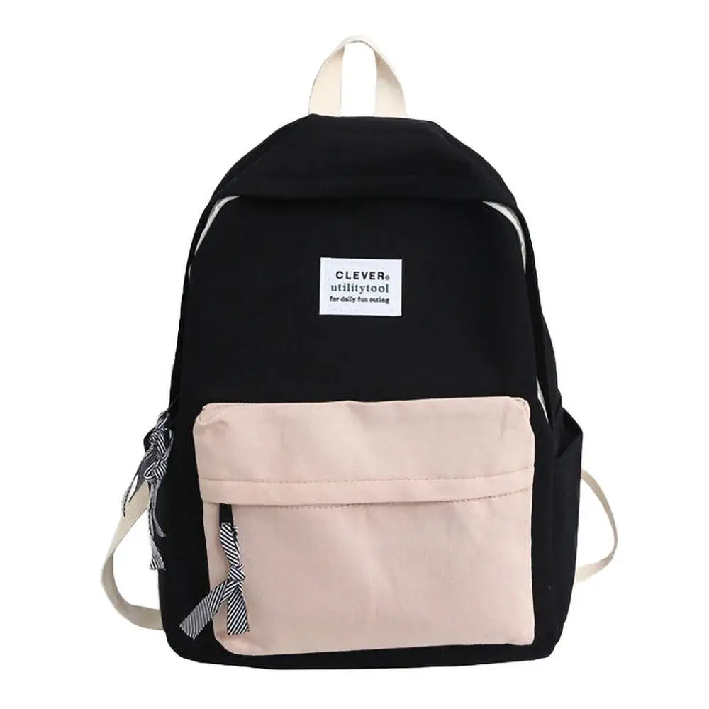 Новая мода большой емкости сплошной цвет водонепроницаемый нейлон Повседневный рюкзак Школьная сумка mochila mujer сумка рюкзак сумка сумки - Цвет: Черный