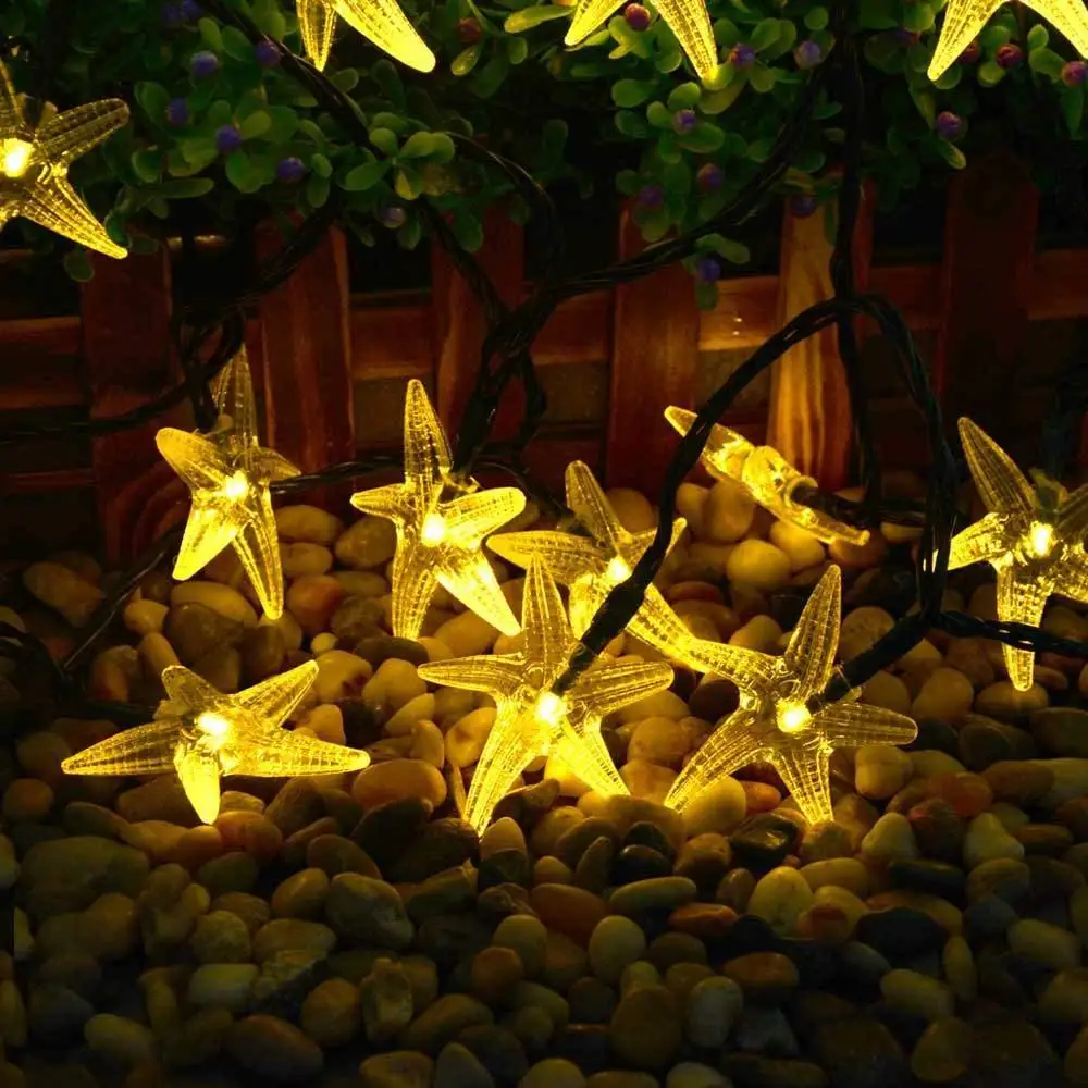 Перекрестная граница для солнечных уличных водостойких струнных огней 30 светодиодный Морская звезда креативные декорационные