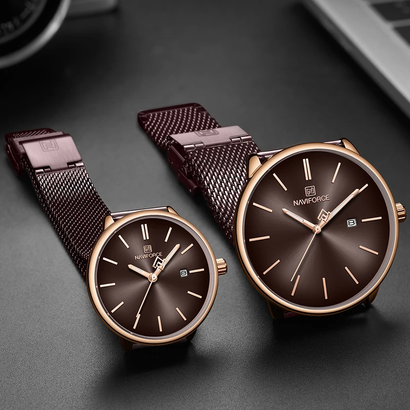 Men Women Couple Watches Top Brand NAVIFORCE Simple Quartz Watch Full
Steel Mesh Waterproof Lovers Clock Relogio Masculino 2020