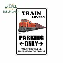 EARLFAMILY 13cm x 8.7cm for Train Lovers Parking Only Metal Novelty Sign Car Sticker Vinyl JDM Bumper Trunk Truck Graphics Decal