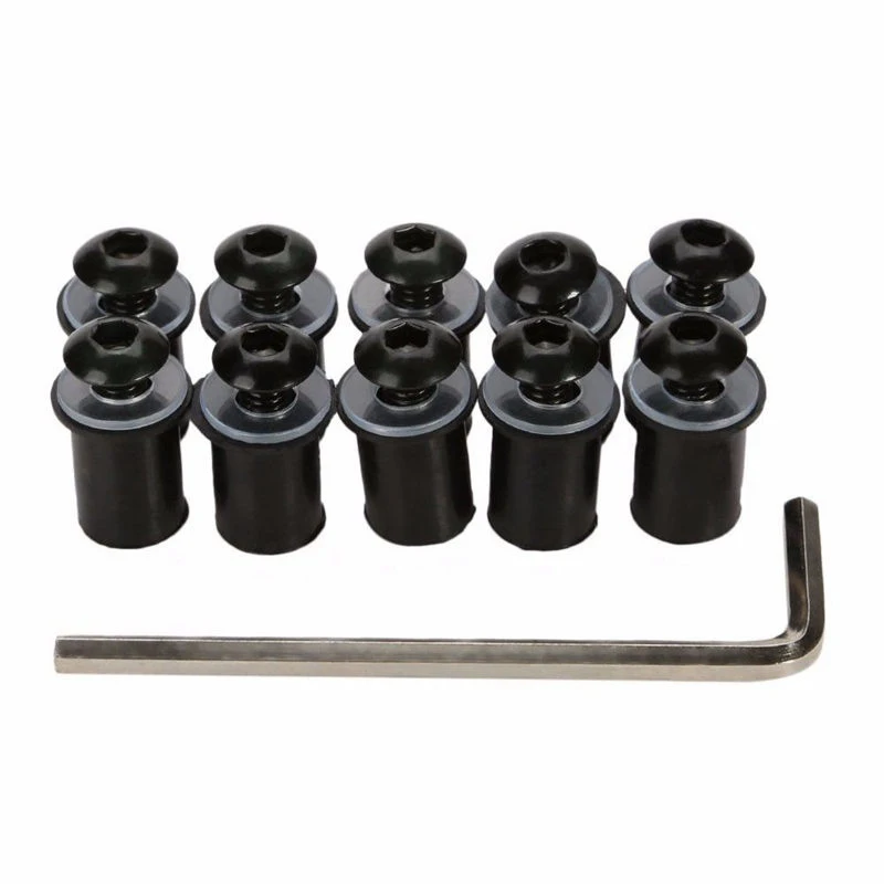 10PCS Motorcycle Windscreen Windshield Fairing Bolt Screw Kit Well Nuts M5 15mm motorcycle accessories,auto fasteners,auto accessories,motorcycle screws,motorcycle fasteners