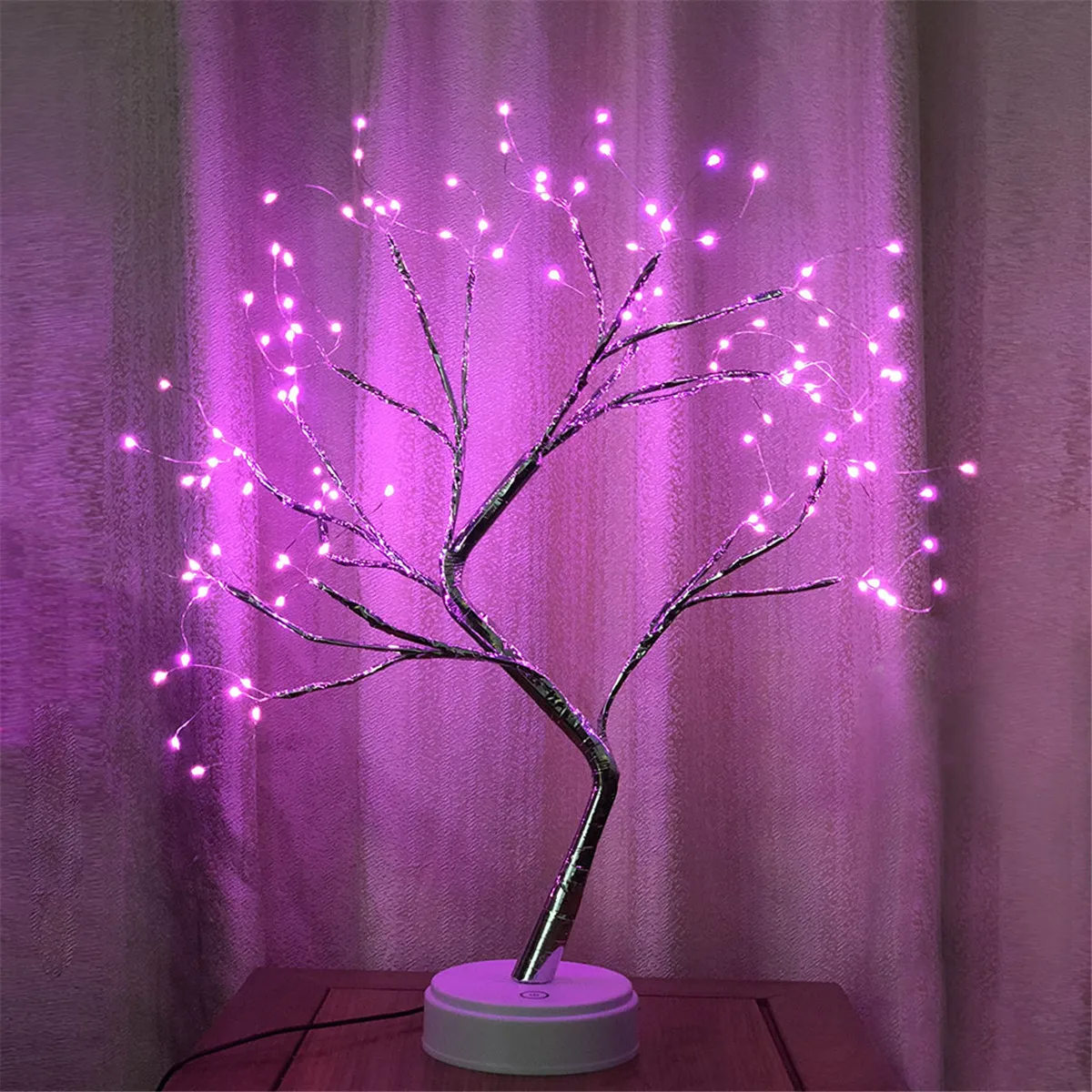 Светодиодный светильник с имитацией дерева 108 светодиодный USB светильник с огненным деревом медная проволока настольные лампы ночной Светильник для дома, спальни, свадьбы, Рождества