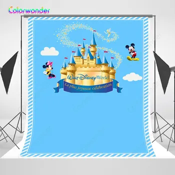 

Minnie Mouse Castles in Sky Birthday Photocall Child Photography Backdrop Personalized Photographic Backgrounds For Photo Studio