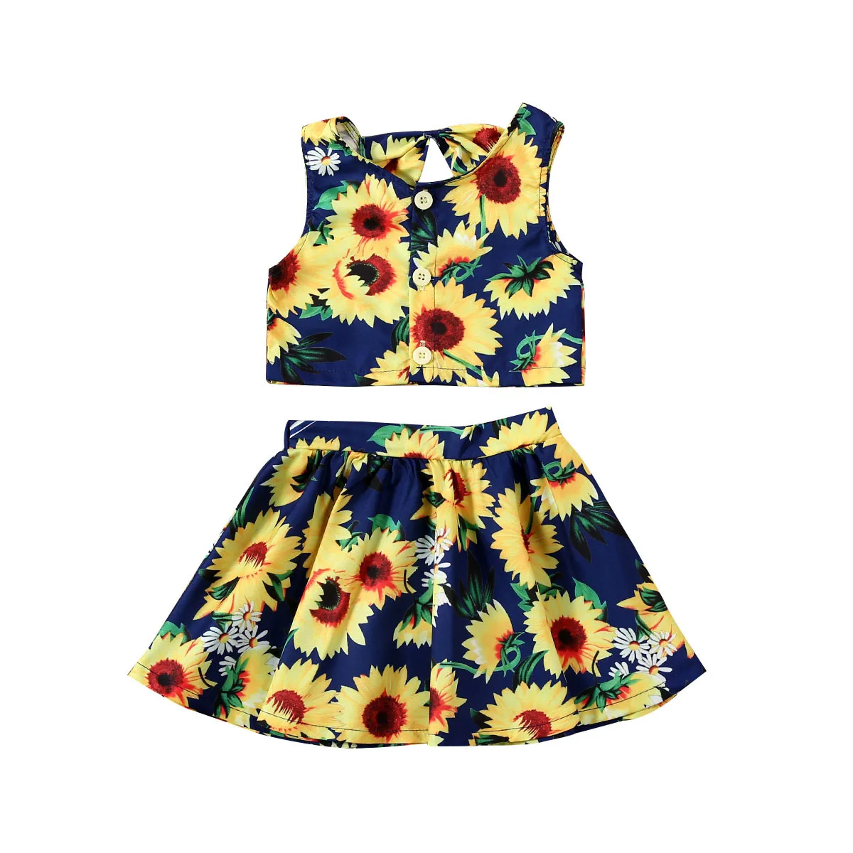 Pudcoco Baby Summer Clothing 2-6Y Toddler Kid Baby Girl Clothes Floral Short Sleeve Tops +Mini Skirt 2pcs Outfits Set 1-5Y