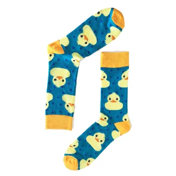 

2020 New Women Men Casual Socks Cotton Cartoon Cute Yellow Duck Knee-High Socks Unisex Spring Autumn Sports Socks