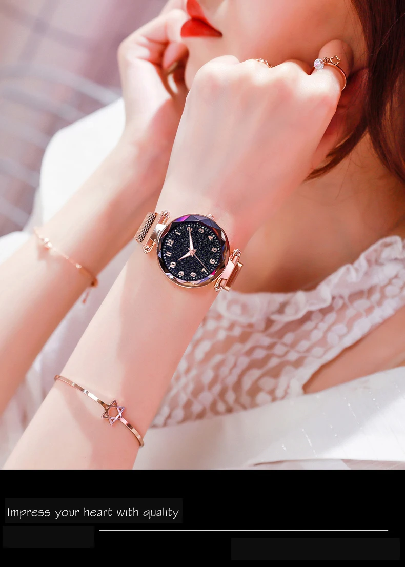 Светящиеся часы женские часы модные элегантные с магнитной пряжкой таинственные наручные часы Звездное небо часы для подруги дропшиппинг