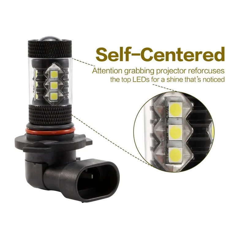 2Pcs H8-HB3 9005-9006 Fog Lights Bulb 12000LM 6000K White Car Driving Running Lamp Auto Leds Light 12V 24V