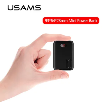 

Mini Power Bank 10000mAh USAMS Powerbank portable external battery fast charging powerbank LED Display for iPhone Samsung Xiaomi
