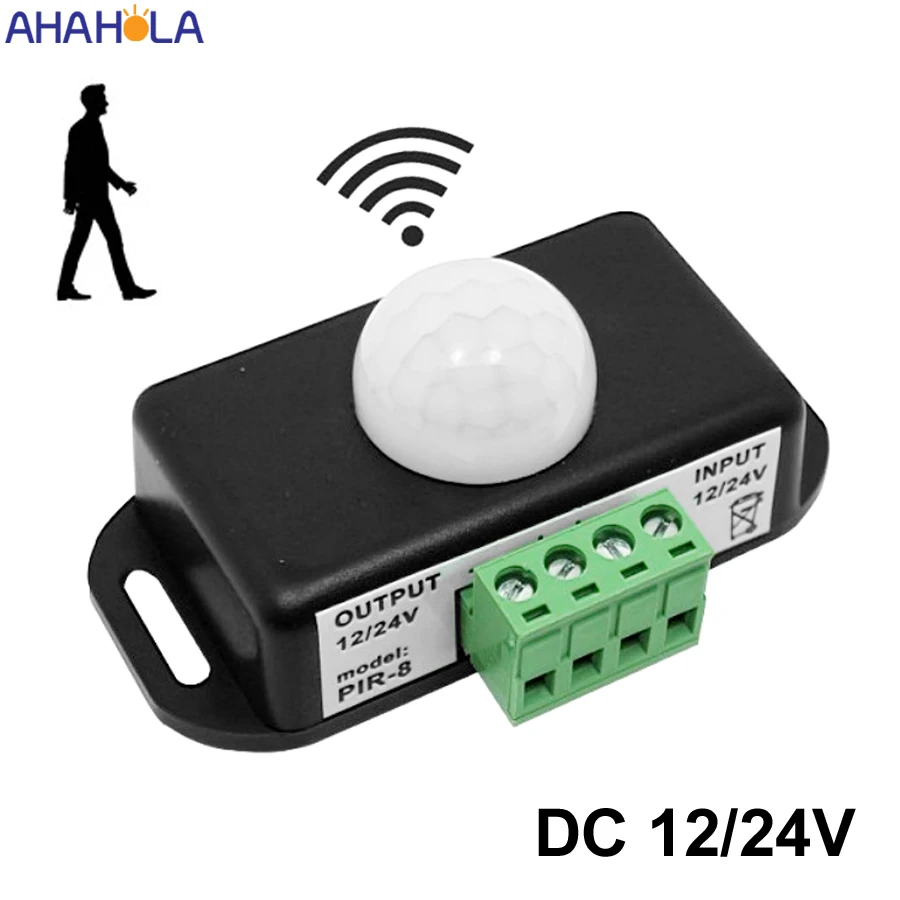 Pir Motion Sensor Switch Led Dimmer 12v 24v 8A Human Body Move Ir