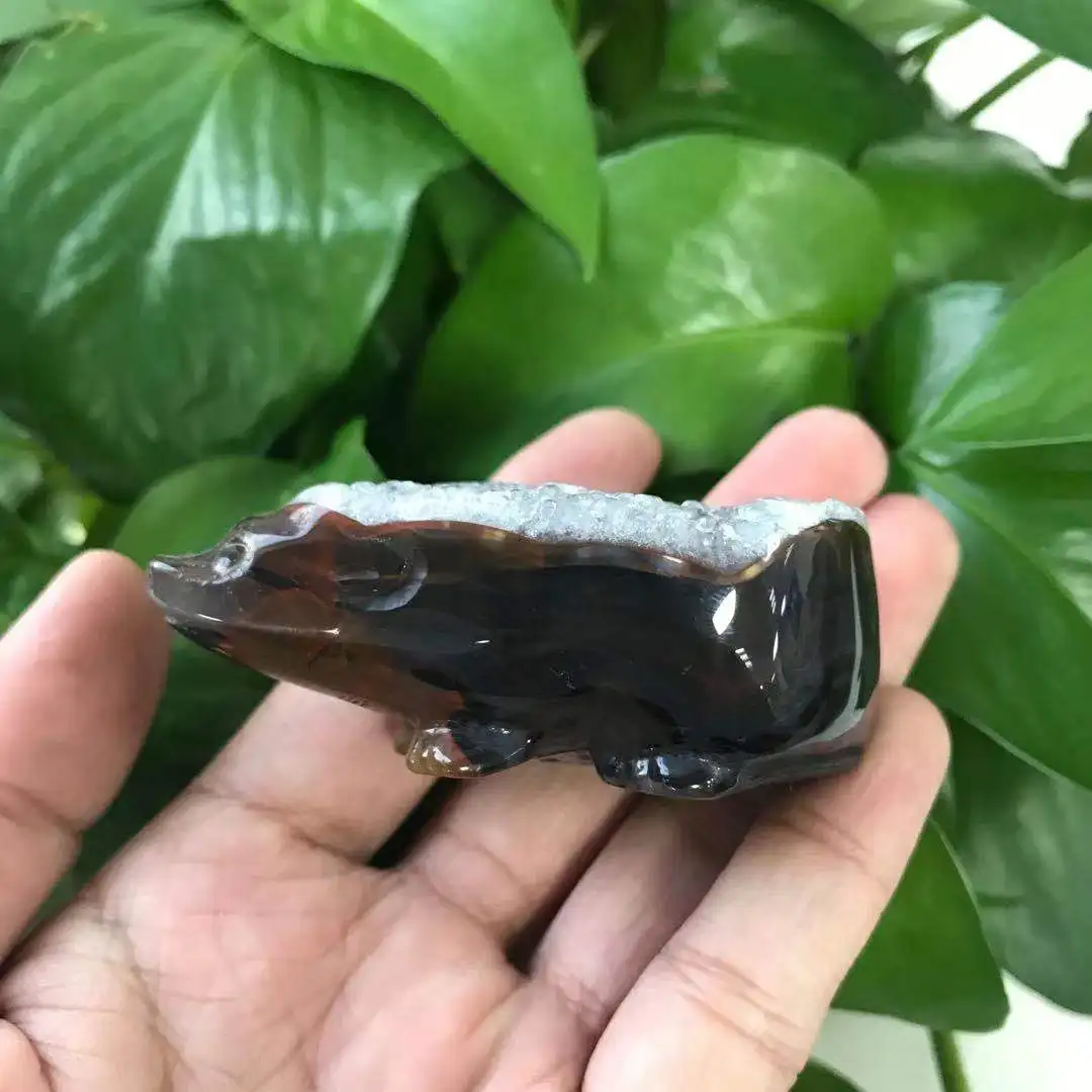 Натуральный агат Geode Ежик Drusy Druse фигурка животного Кристалл кварц драгоценный камень ручной резное Исцеление Камень домашний Декор подарок