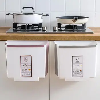 

NEW Folding Trash Can Kitchen Cabinet Garbage Door Hanging Can Wall Mounted Trash Bin Car Toilet Waste Storage Drop Ship