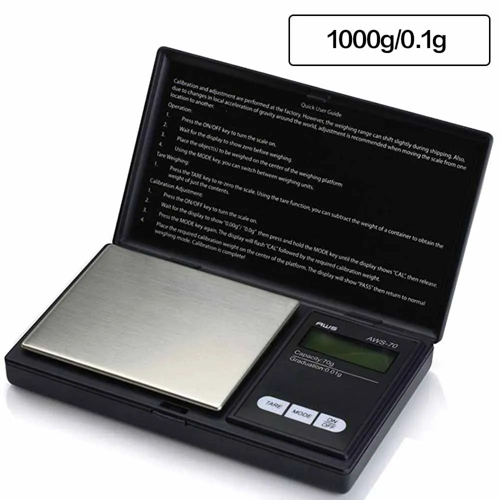 A 1000g 0.1g Весы для драгоценных камней, выполненные из 1000g/0,1g точные цифровые весы для драгоценных камней, выполненные из ЖК-дисплей Дисплей карманные весы грамм Вес для Кухня ювелирные изделия наркотиков - Цвет: A 1000g 0.1g
