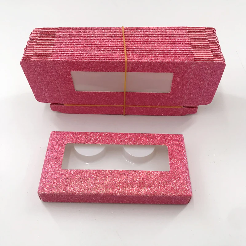 Glitter pink box 20/50 шт пустая блестящая розовая бумажная коробка с поддоном на заказ 25 мм норковые ресницы - Цвет: Glitter pink box