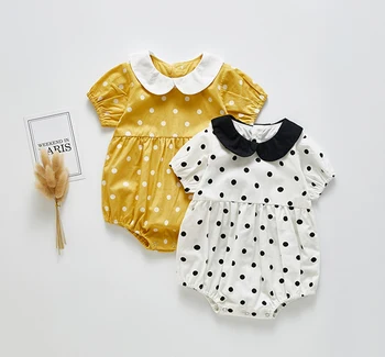

New Baby's Short Sleeve Romper One Piece Baby Girl's Little Polka Dots Outfits Baby Girls Infant Summer Outfits