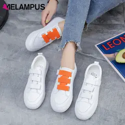 2019 женские белые кроссовки с эластичными лентами; Повседневная обувь; тонкие туфли; удобные нескользящие туфли для колледжа