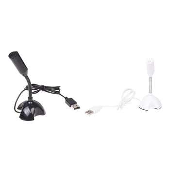 

2 Pcs USB Microphone Web Flexible Noise Canceling Mic for Mac PC Computer Laptop Stand, Black & White
