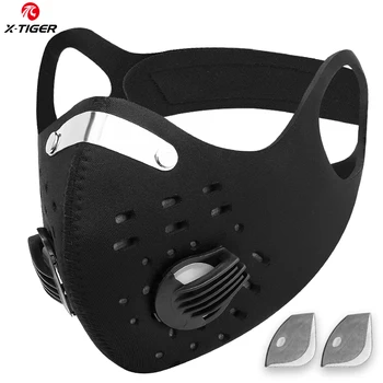 

X-Tiger Washable Sports Training Cycling Mask With Filters Activated Carbon PM2.5 Anti-Pollution Cycling Face Mask With Earloop