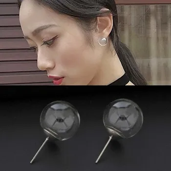 

Cute Women Glass Earrings Fashion Jewelry Brincos Transparent Ball Bubble Earing 2020 Pendientes Mujer Boucles Bijoux NEW