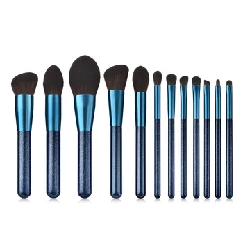 

12Pcs Makeup brushes Set Blue Cosmetic Tools Powder Foundation Blending Eyebrow Brush Facial Make Up brush kit T12062