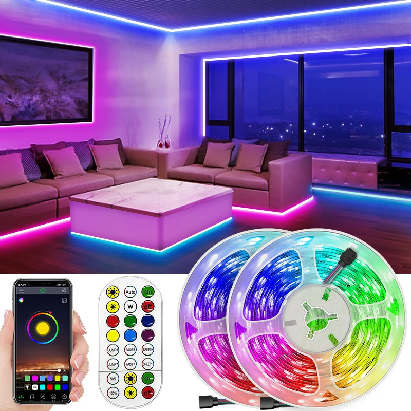 Цветная (RGB) Светодиодные ленты светильник гибкий подвесной 5 10 м 15 20 Светодиодная