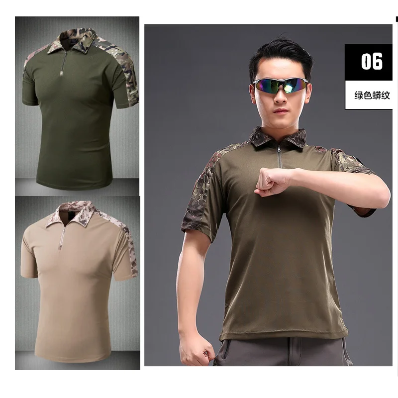 

Quick Dry Camouflage Army Military Camo T Shirt Tactical Combat Summer T-Shirts Hunting Apparel Short Sleeve Base Layers