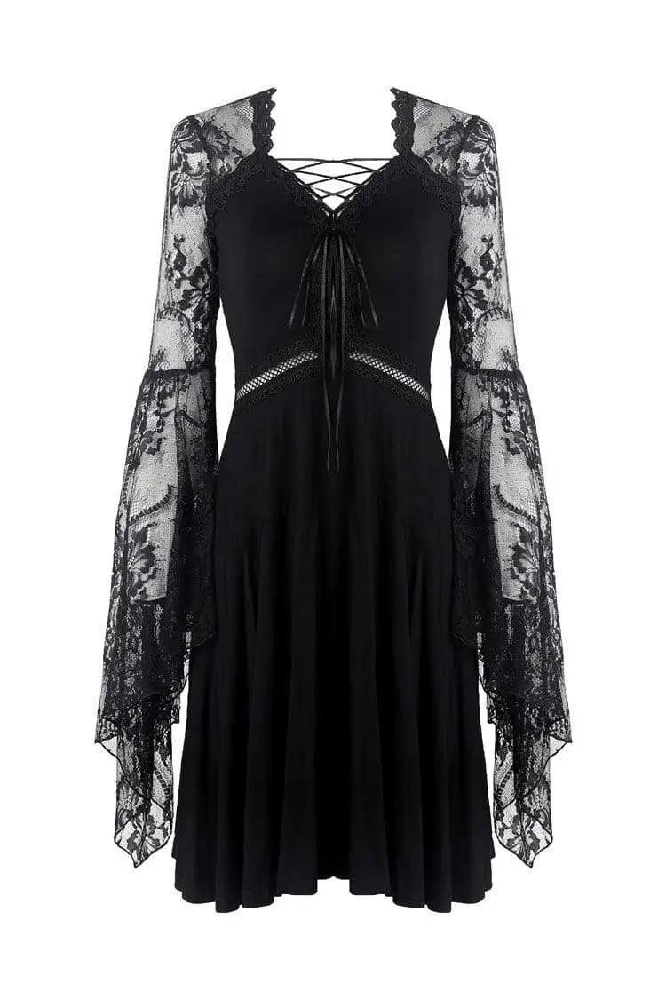 Darkinlove женские готические кружевные прозрачные рукава полые талии платья DW297