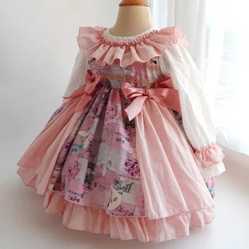 

2020 Autumn New Girl Dress Lolita Babygirl Floral Princess Frocks Spanish Prom Cosplay Kids Baptism Gowns