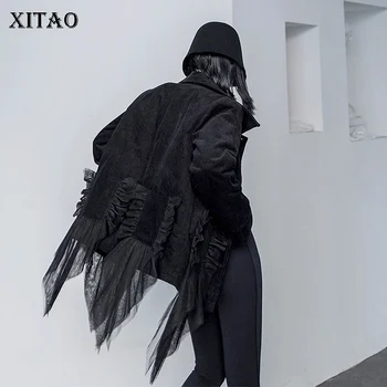 

XITAO Corduroy Coats and Jackets Women Mesh Stitching Pocket Fashion Personality Top Women Autumn Winter Coat Women 2019 XJ2414