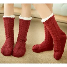 Теплые носки для Для женщин бархатные дышащие незамерзающий резервуар Повседневное дома носок для сна hh88