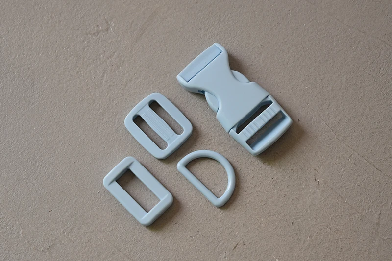 50 sets plastic buckles D rings 20mm light blue snap hook knapsack straps adjuster sliders DIY dog collar bag sewing accessories