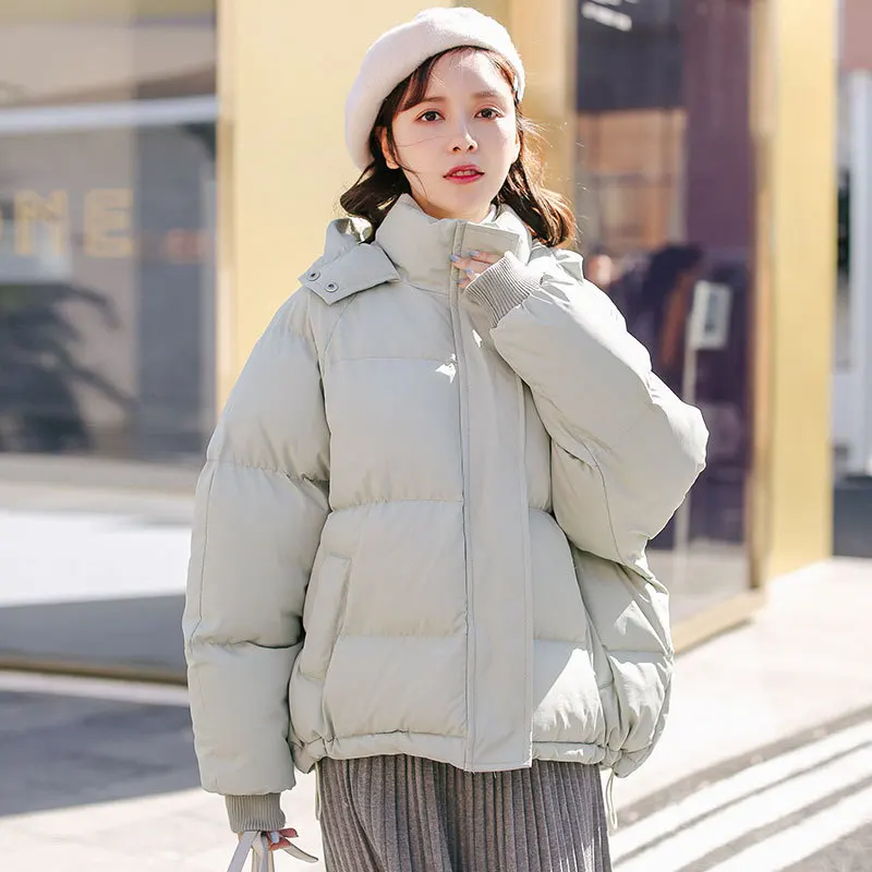 

Bread Cotton Coat Women's 2019 New Style Korean-style Winter Students Slimming Cotton-padded Clothes the Cap Thick Versatile War