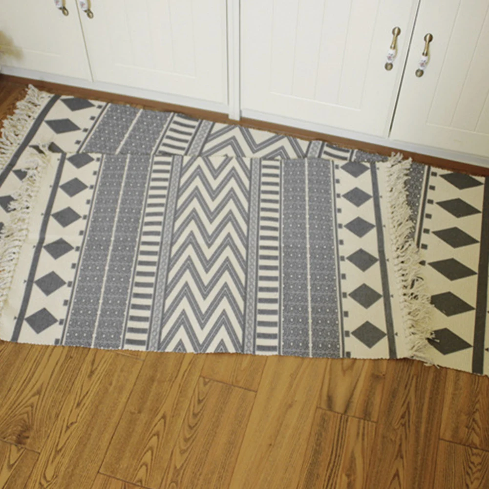 Кисточки машинная стирка ретро скандинавский стиль ковер пол домашний декор Ручная Печать диван ковер хлопок лен спальня гостиная