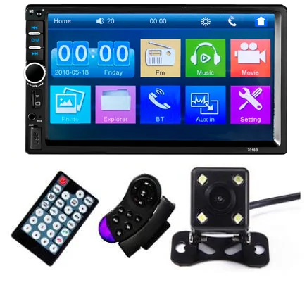 2din 7018b 7" Touch Screen In Dash Bluetooth Car Mp5 Player Fm Radio Audio  1080p Video Media Support Rear View Camera - Car Multimedia Player -  AliExpress