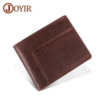 

JOYIR Genuine Leather Men Wallet Zipper Male Portomonee Short Wallet Coin Purse Business Rfid Credit Card Holder Wallet For Man