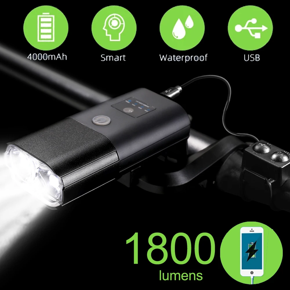 4000 mAh Smart Induktion Fahrrad Front Licht Set USB Aufladbare 800 Lumen LED Kopf Licht mit Horn Bike Lampe Radfahren taschenlampe