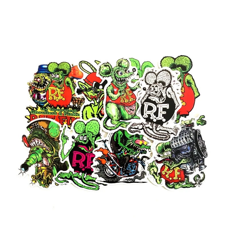 Td ZW 10 шт. Rat Fink наклейки для сноуборда ноутбука багаж автомобильный холодильник DIY Стайлинг домашний декор из винила Pegatina