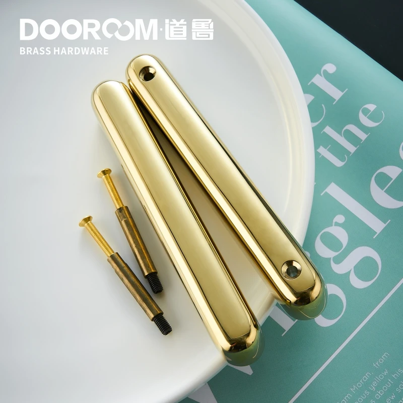 Dooroom латунный раздвижной дверной замок набор ручек Золото PVD черный интерьер гостиная ванная комната балкон кухня - Цвет: Handle-PVD