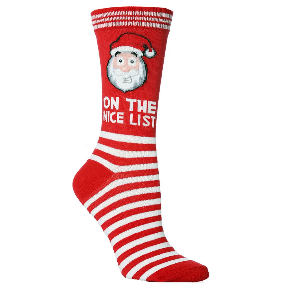 Зимние Модные рождественские носки унисекс забавные женские носки кавайные теплые носки Харадзюку с лосем, Сантой, рождественской елкой - Цвет: 1