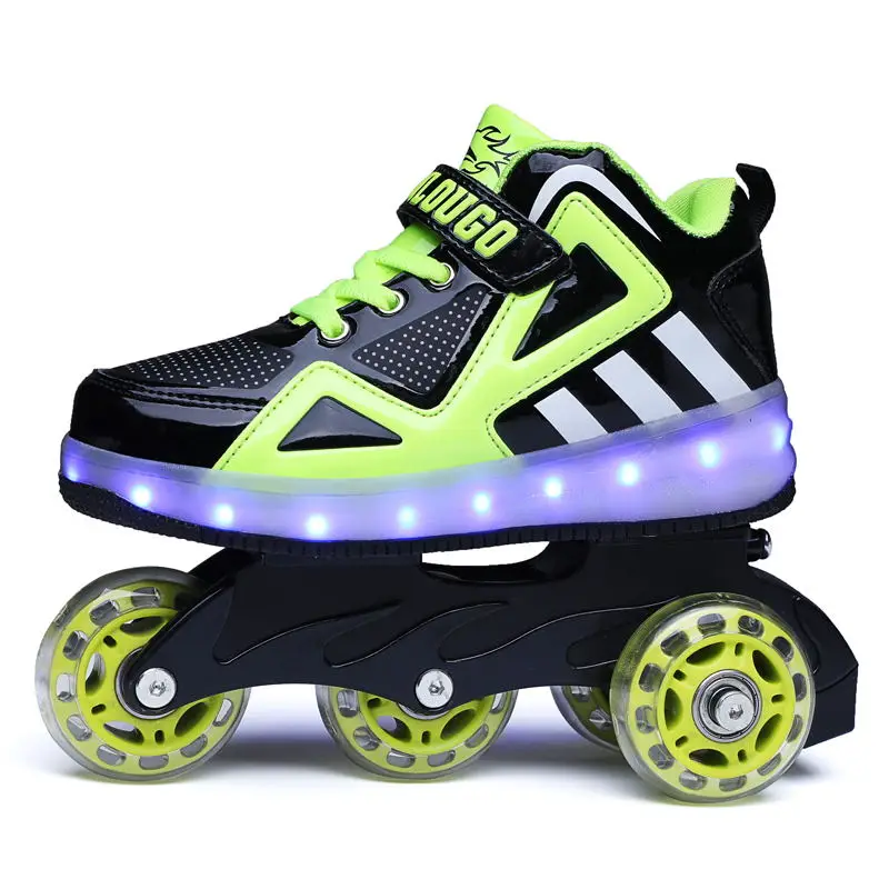 Heelys, светильник на колесиках, обувь с роликовыми светодиодами, детская обувь для девочек и мальчиков, светящиеся кроссовки синего цвета - Цвет: Зеленый