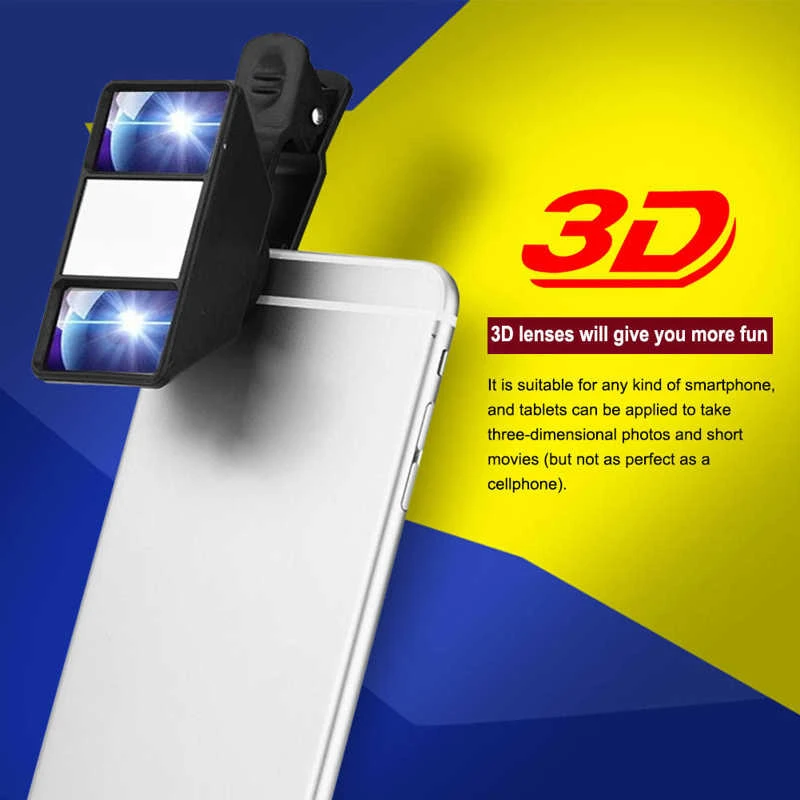 Magnifying lens 3D Lens VR Phone Stereoscopic Camera Universal External Mini Lens for Cellphone Tablet  mobile phone lens smartphone lens kit