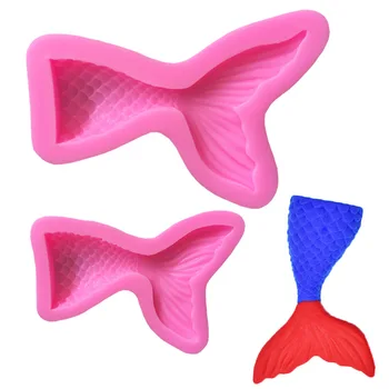 

pink Little Marmaid Tail Silicone Fondant Soap 3D Cake Mold Cupcake Jelly Candy Chocolate Decoration Baking Tool Moulds