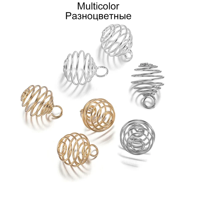 5-30Pcs/lot 9-35mm Metal Spiral Beads Cages Pendants Hollow Bead Caps For DIY Charms Jewelry Making Supplies Accessories Multicolor