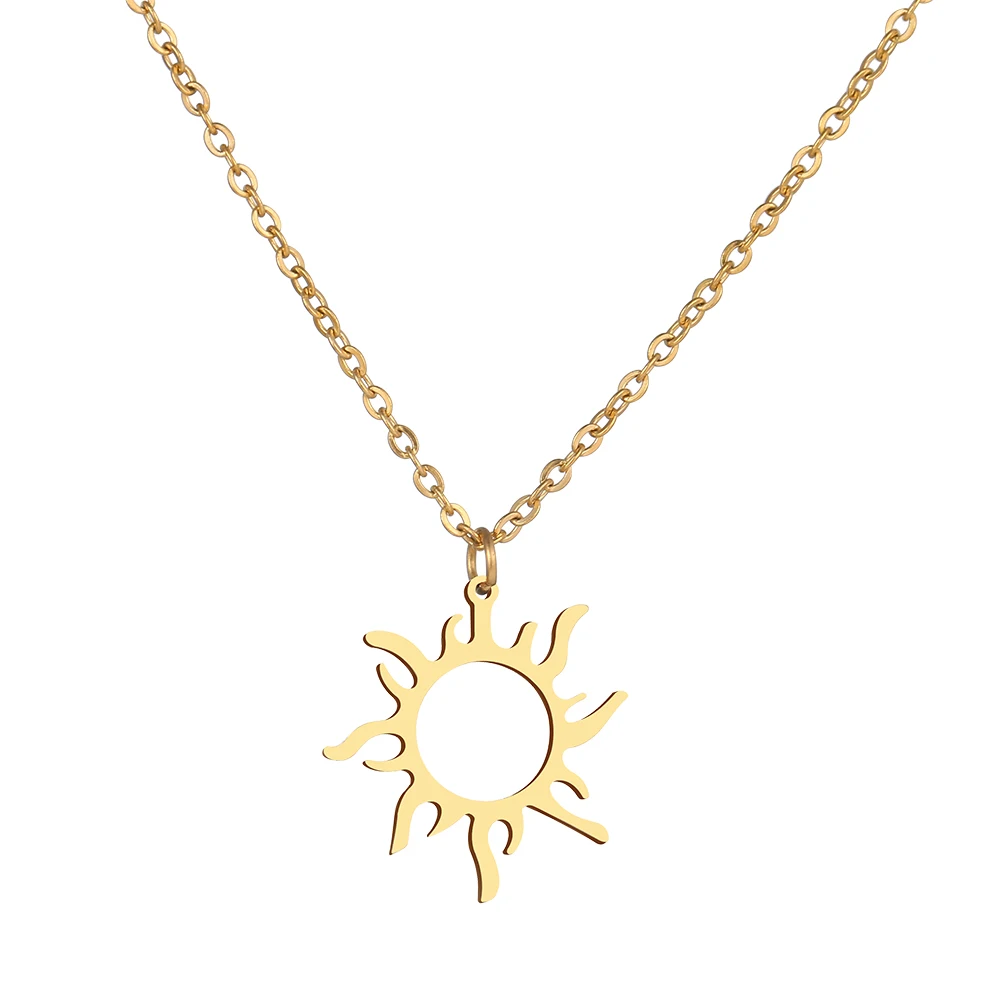 Stainless Steel Necklace Plated Ethnic Sun Totem Pendent Necklaces - Image 6
