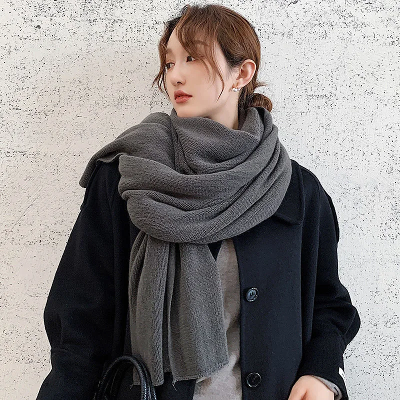 Winter Women's Scarf 2020 New Fashion Warm Shawl And Wrap Bandana Pashmina Female Solid Color Large Long Knitted Scarves 2