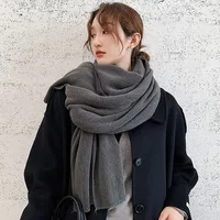 Winter Women's Scarf 2020 New Fashion Warm Shawl And Wrap Bandana Pashmina Female Solid Color Large Long Knitted Scarves 2