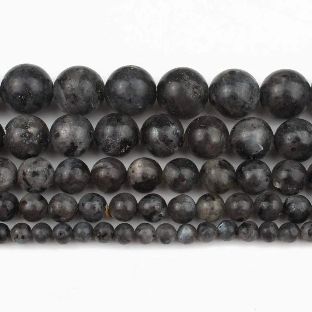 Labradorite Larvikite_Love Beads 天然石圆珠珠宝制作 38.10 厘米 4-6-8-10-12-14mm 半宝石珠 灰_2