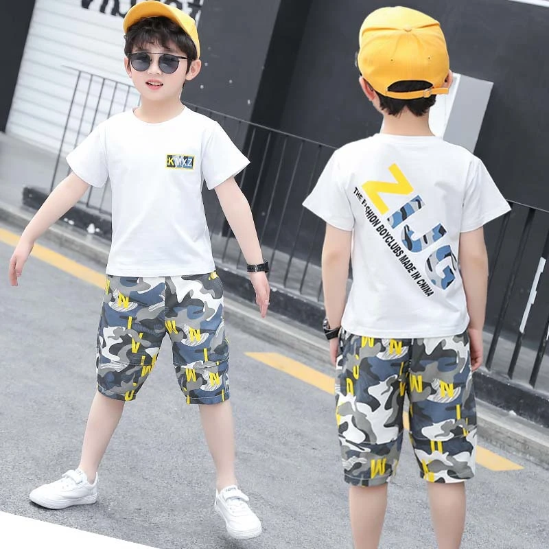 Conjuntos de ropa de verano para bebés, camiseta informal niños pequeños y pantalones cortos, de 2 piezas, traje para niños de 4 a 14 años|set de ropa| - AliExpress