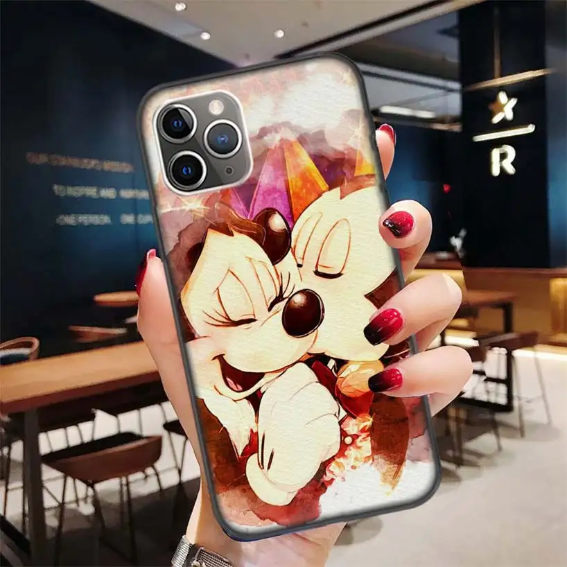 Черный чехол с Минни Маус для Apple iPhone 11 Pro XR 7 8 6 6S Plus X XS MAX 5 5S SE Мягкий силиконовый чехол из ТПУ для телефона