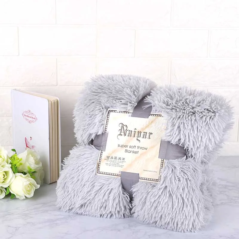 light grey Лохматый пушистый мех зимнее теплое одеяло офисный пушистый отдых плед диван-кровать покрывало простыня для студентов домашнее покрывало - Цвет: light grey